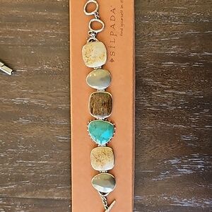 Silpada Six Stone Sterling Silver Toggle Bracelet